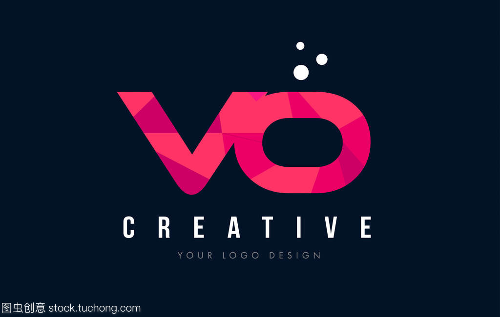 融合未來主義 VO字母徽標與紫色低聚三角幾何的視覺創新